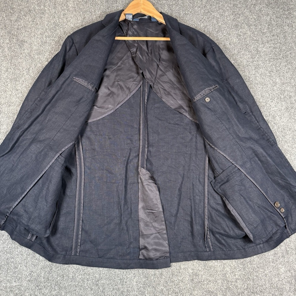 Vintage Polo Ralph Lauren Linen Blazer Jacket Mens L 3 Button Navy Macau 90s